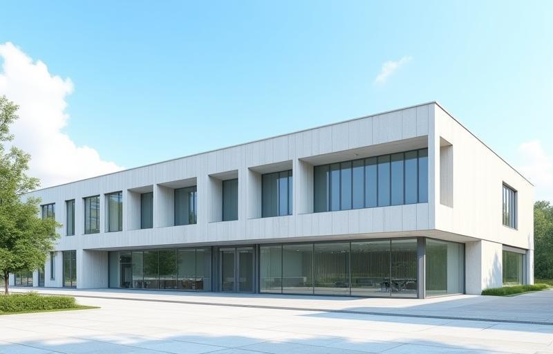 Modern building facade of Swiss Media Academy in Zurich